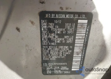 2013 Nissan Quest Sv из США, поврежденный, VIN JN8AE2KP5D9064875